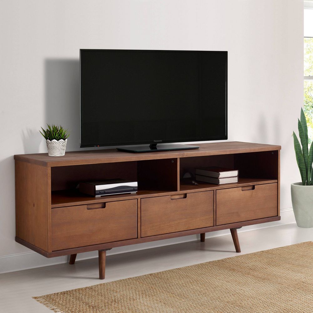 Cara Mid-Century Modern 3 Drawer TV Stand for TVs up to 65″ – Saracina Home